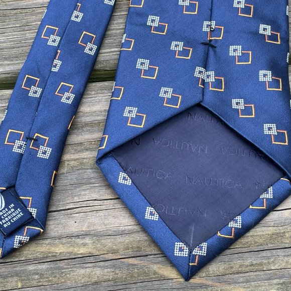 Nautica Men Tie Blue 100% Silk Neck Tie Classic Le - Picture 8 of 10